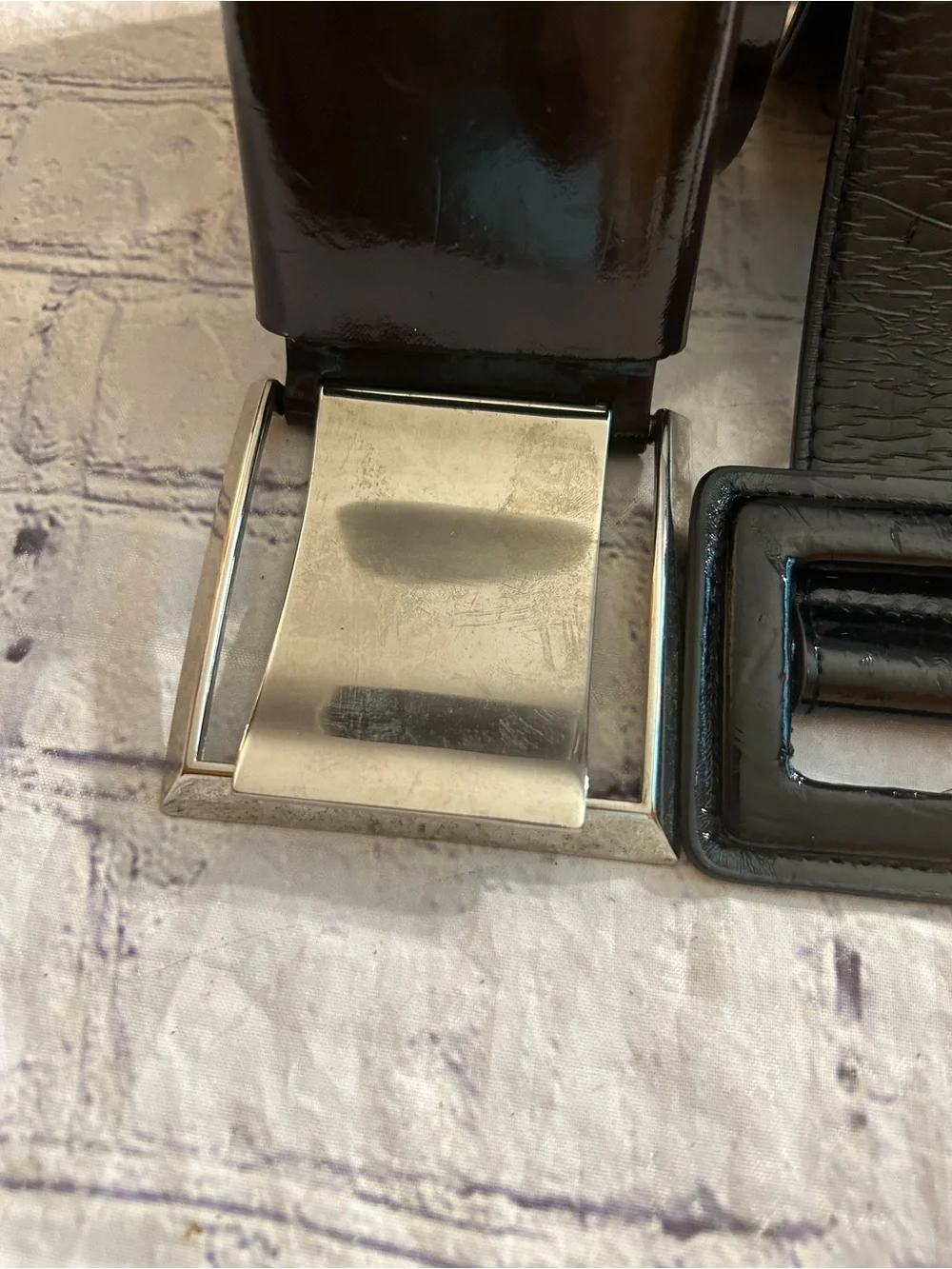 LAKE SHORE DRIVE WIDE BLACK PATENT LEATHER & (2)  PATENT BLACK & BROWN BELTS